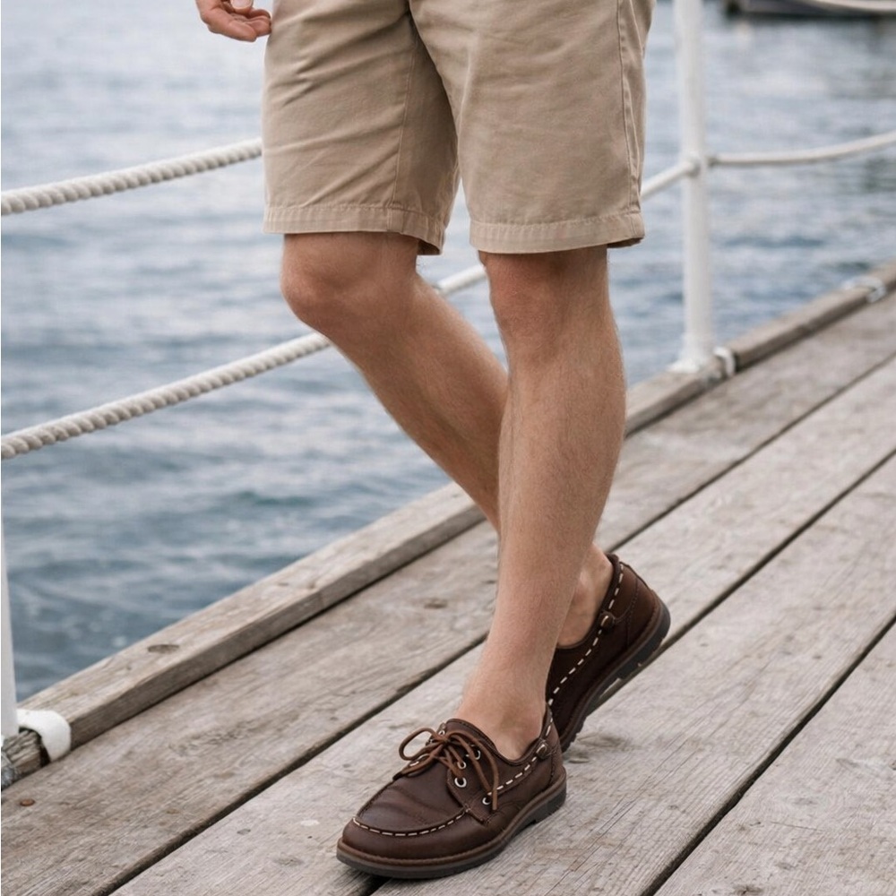 Dockers Castaway Brown Leather Boat Shoes Men’s 10M Nautical Preppy Fishermen